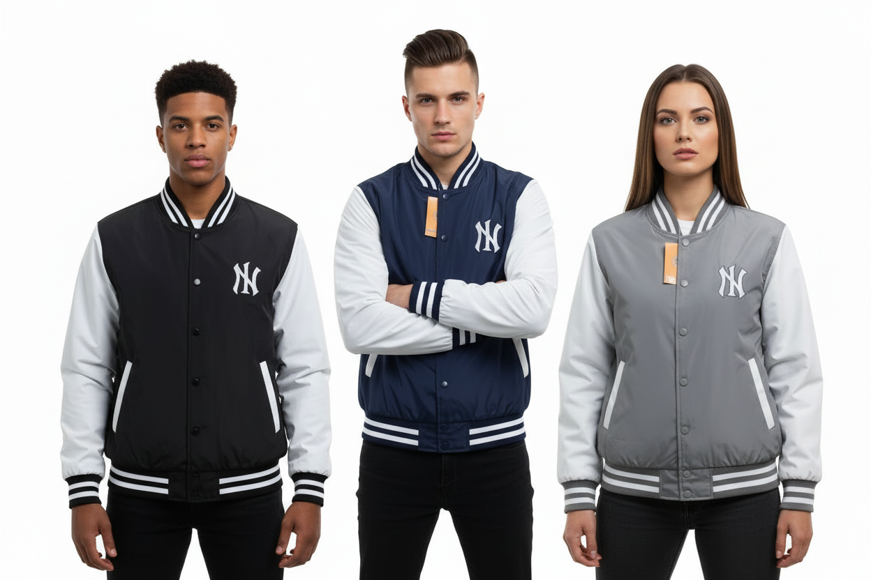 Giacchetto stile college grigio nero blu - casual sportivo elegante