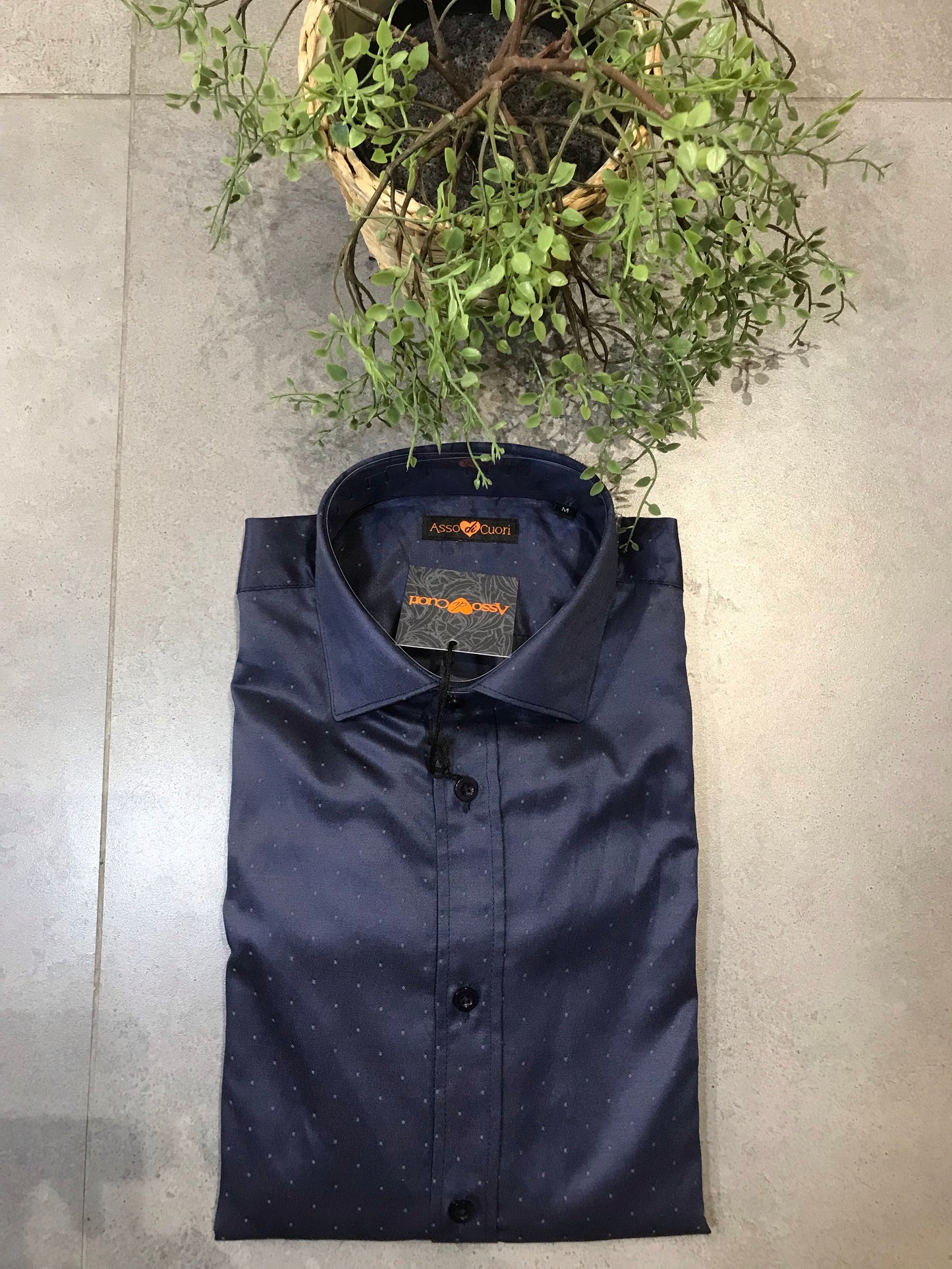 Camicia Uomo Blu Asso di Cuori – Micro Fantasia Elegante