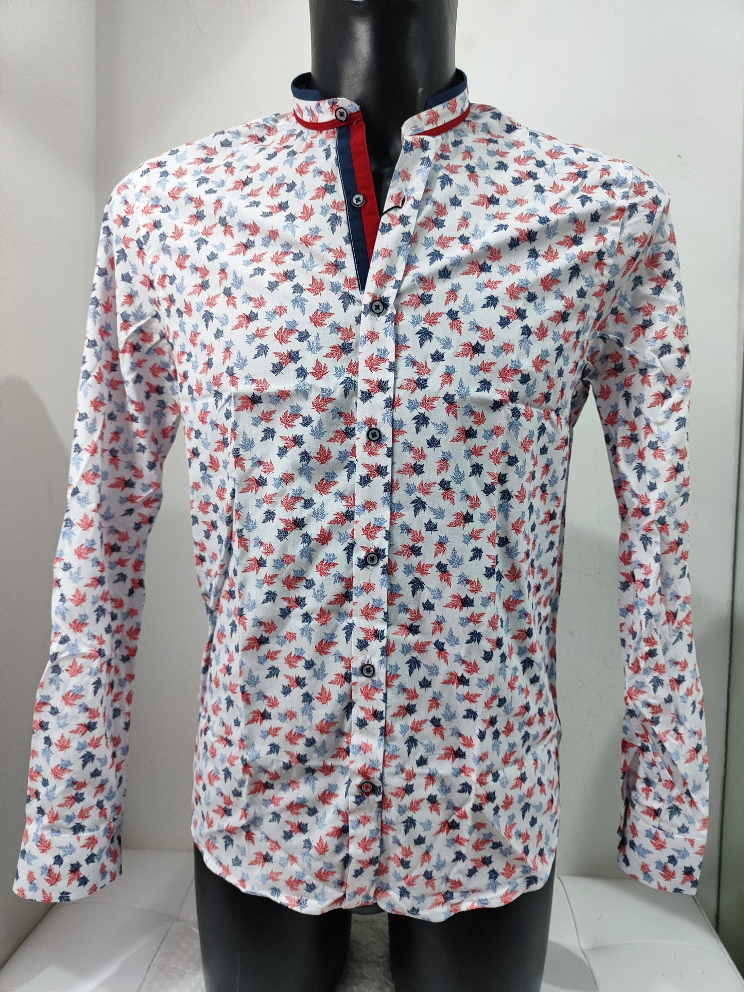 Camicia da Uomo con Colletto - Bianca con Fantasie