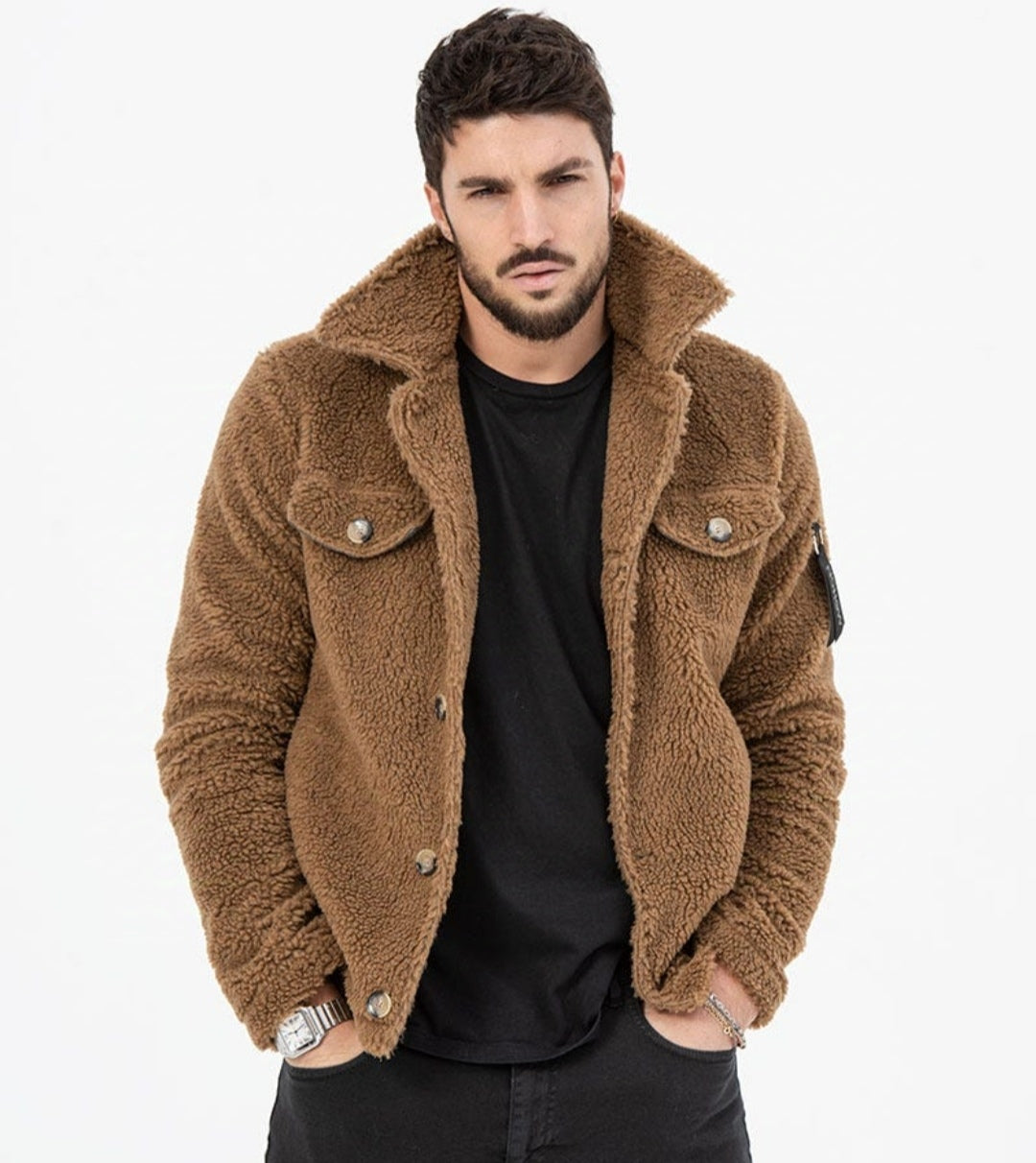 Giacca camel invernale beige - vista frontale