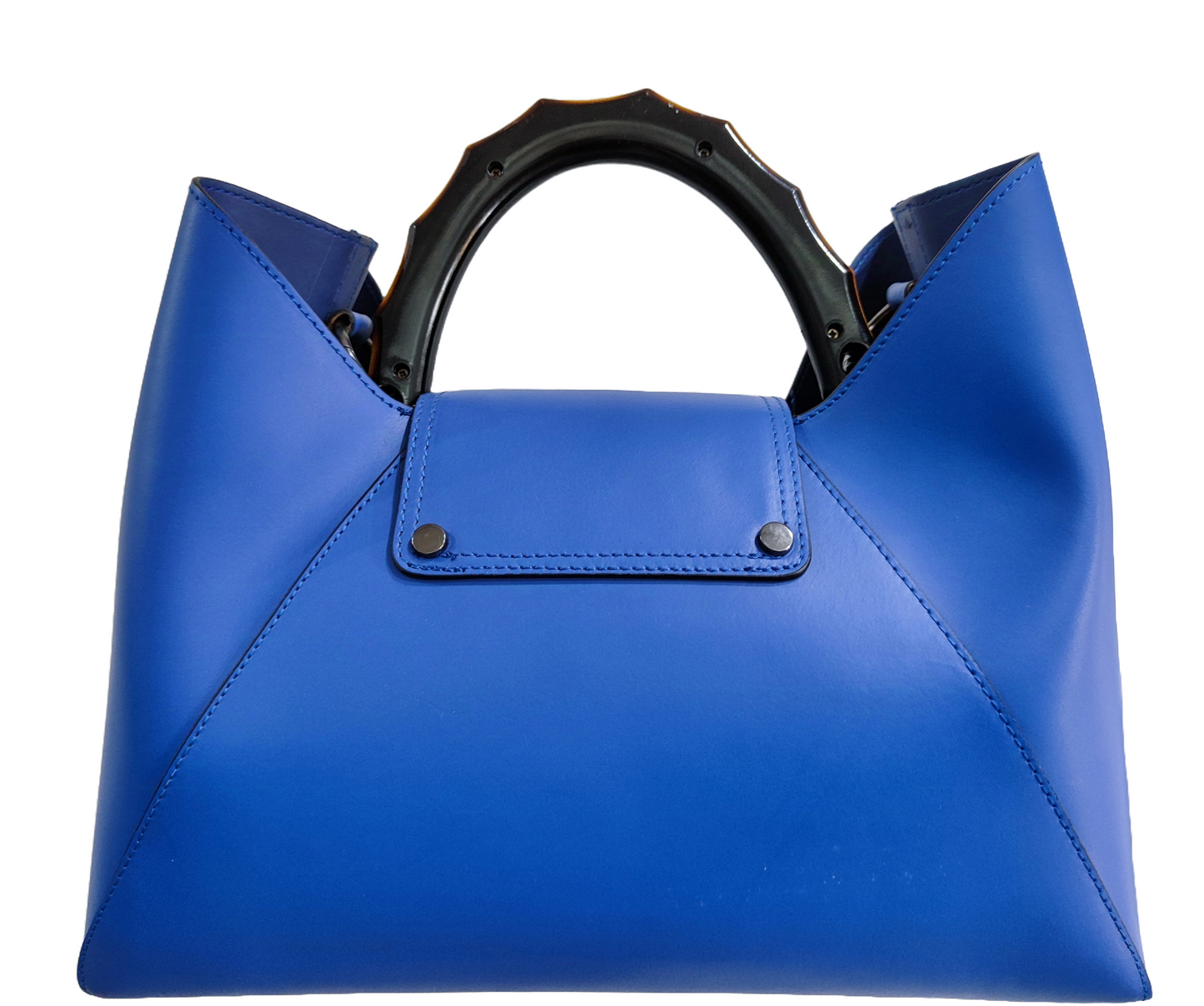 Borsa a Mano "NARCISA" IN Vera Pelle Blu e Pattina Liscia