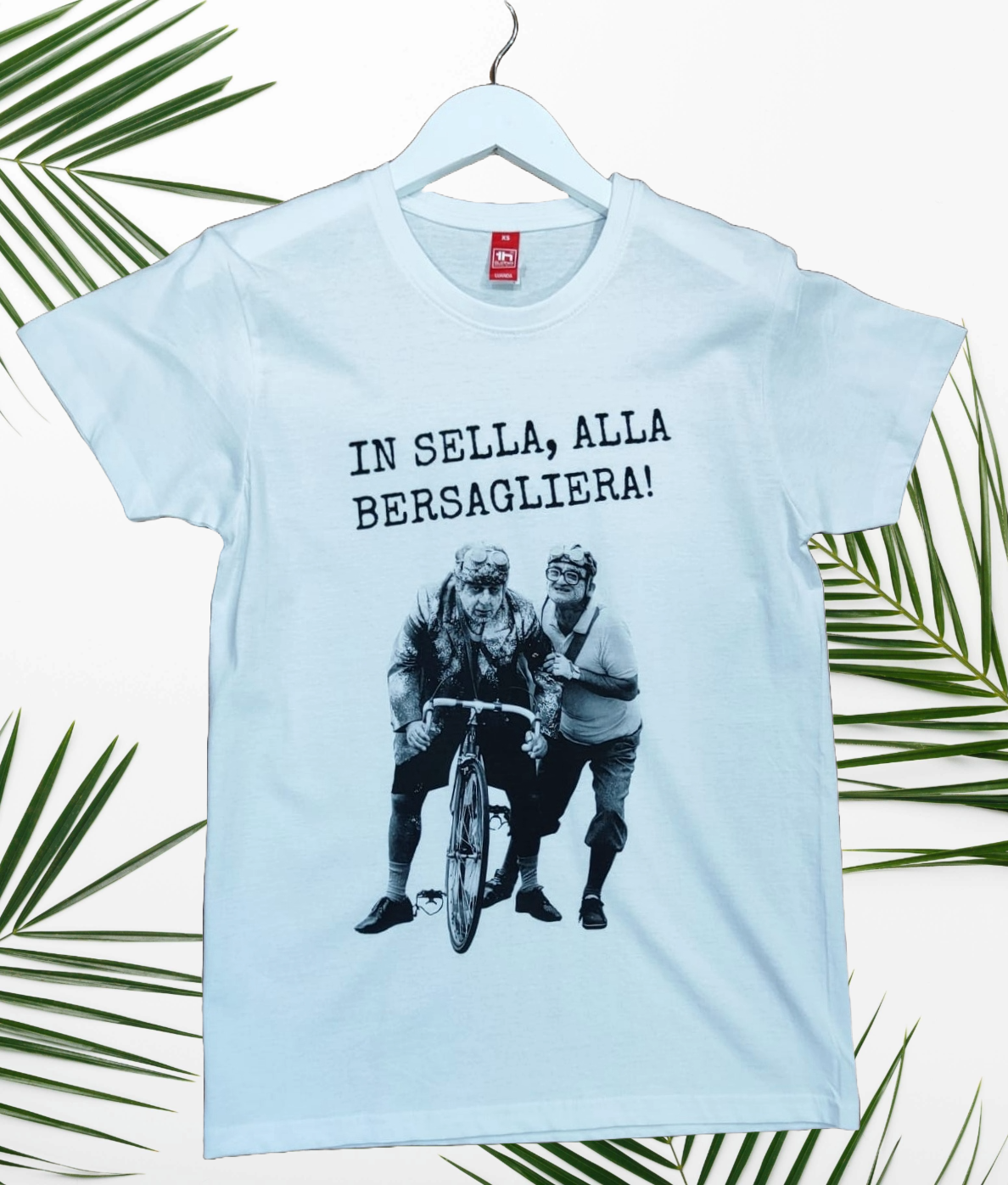 T-Shirt Made in Italy con stampa " FANTOZZI IN SELLA...."
