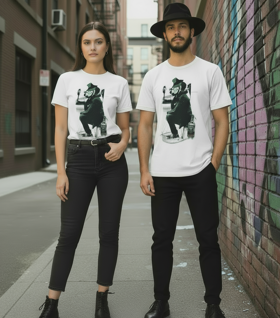 T-shirt Made in Italy con stampa Jigen Drunk - vista frontale