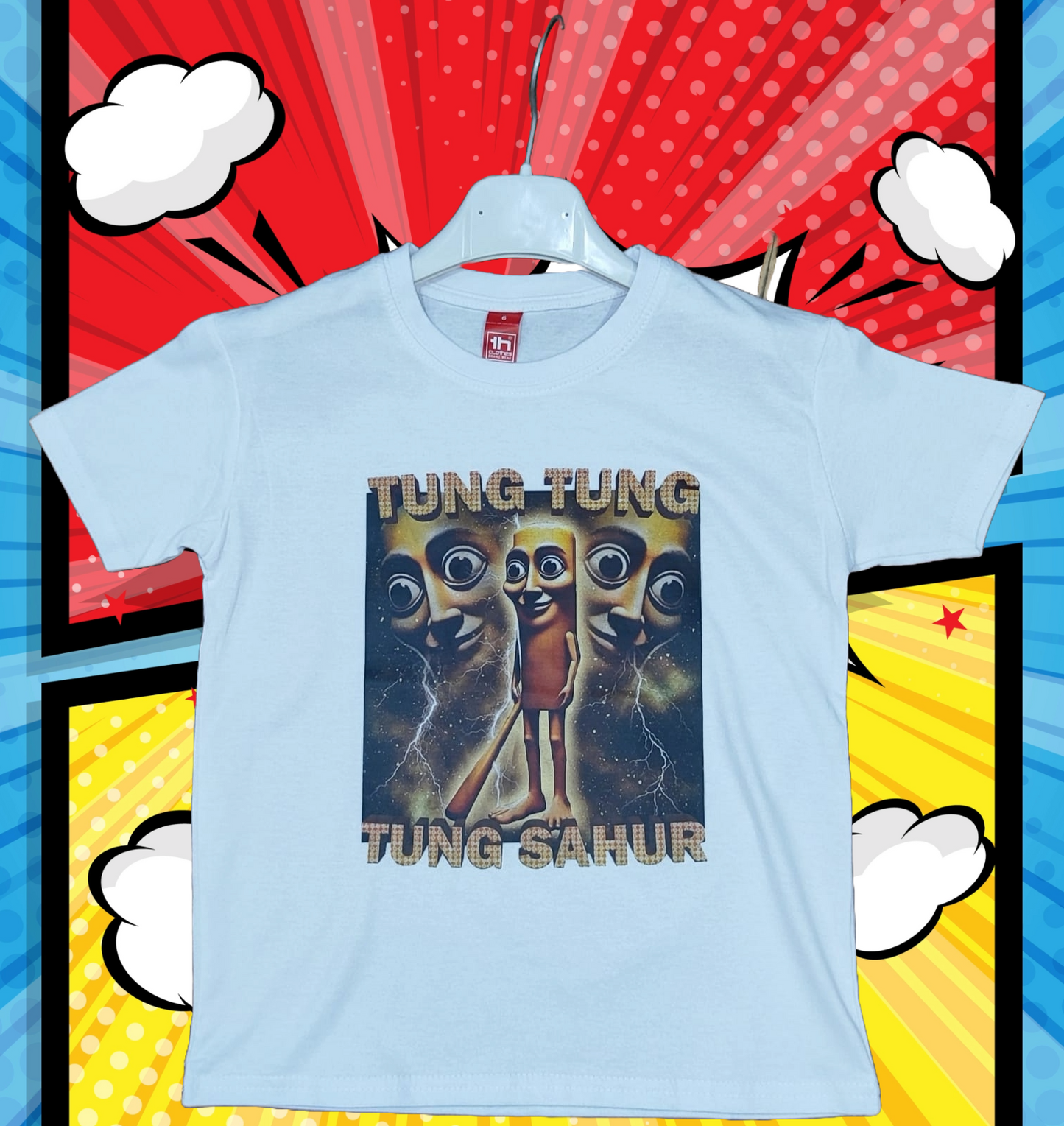 T-Shirt da Bambini BrainRot " TUNG TUNG SAHUR " - Cotone 100% Made in Italy - T-Shirt Meme Virale
