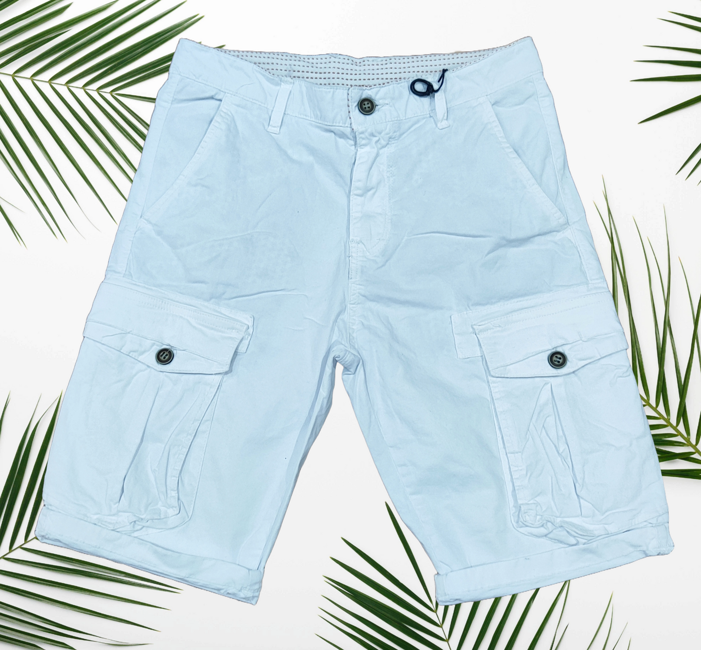 Pantaloncini Cargo Uomo in Cotone - Shorts Estivi con Tasche Laterali - Bianco, Beige, Verde, Blu navy, Nero