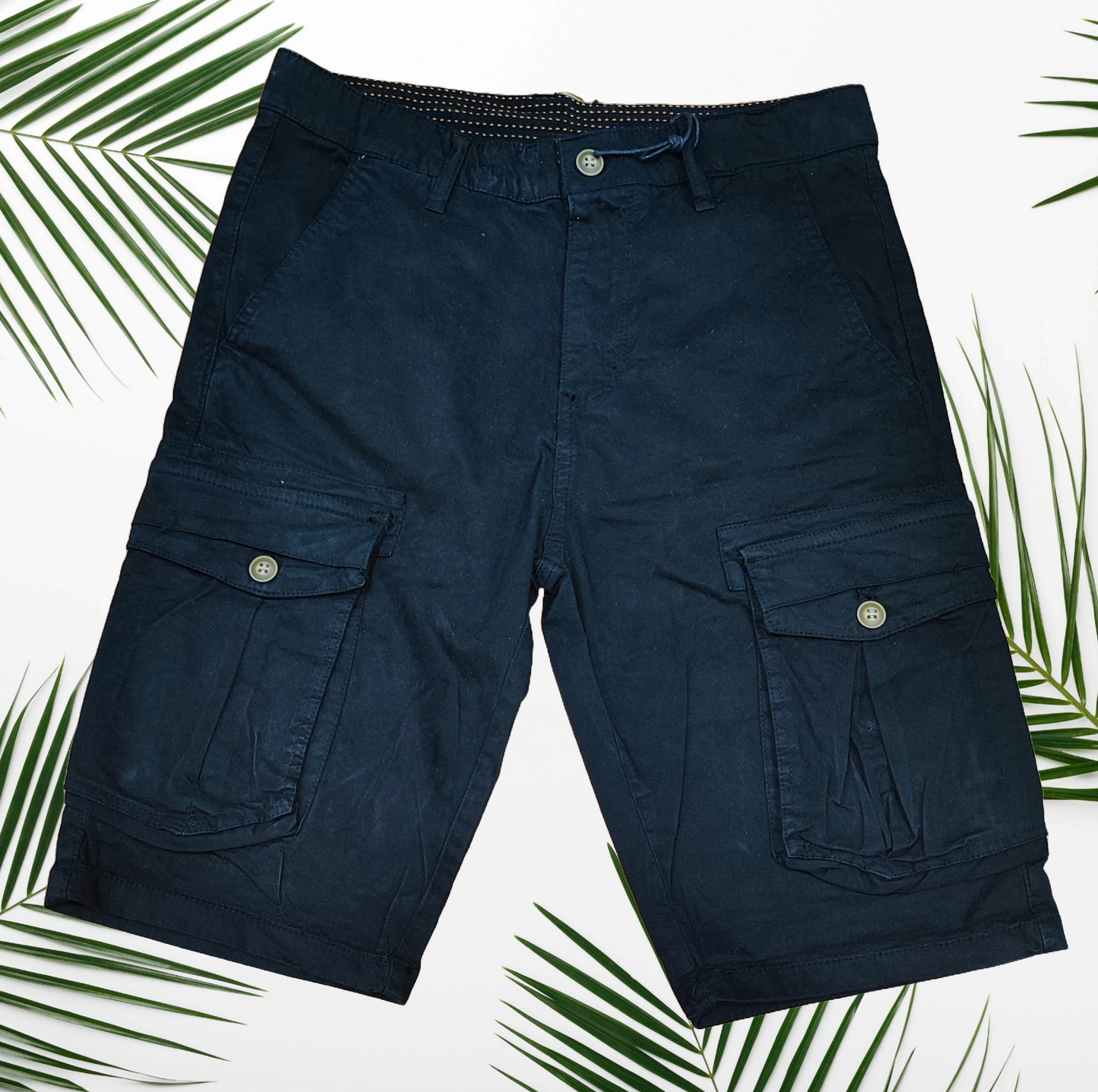 Pantaloncini Cargo Uomo in Cotone - Shorts Estivi con Tasche Laterali - Bianco, Beige, Verde, Blu navy, Nero