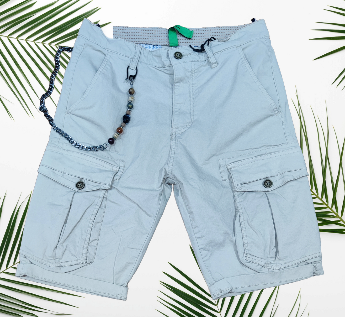 Pantaloncini Cargo Uomo in Cotone - Shorts Estivi con Tasche Laterali - Bianco, Beige, Verde, Blu navy, Nero