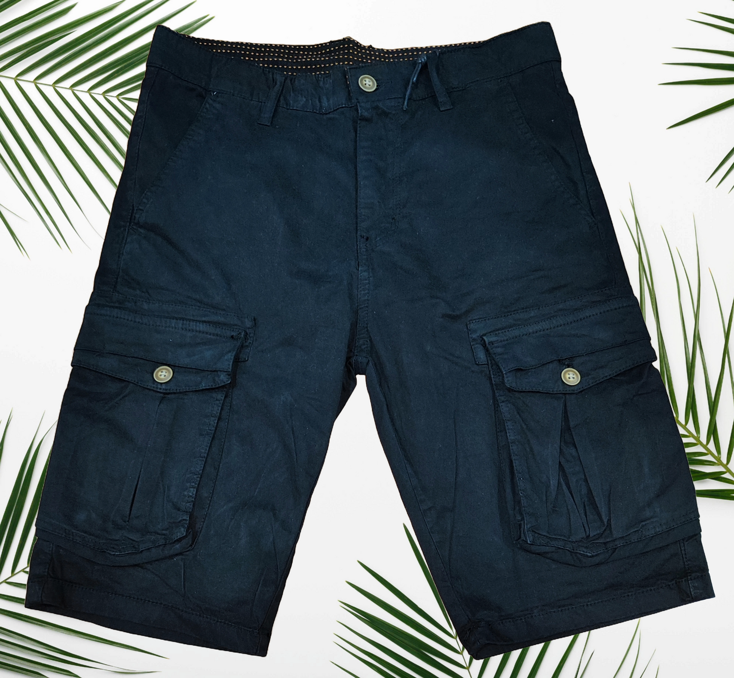 Pantaloncini Cargo Uomo in Cotone - Shorts Estivi con Tasche Laterali - Bianco, Beige, Verde, Blu navy, Nero