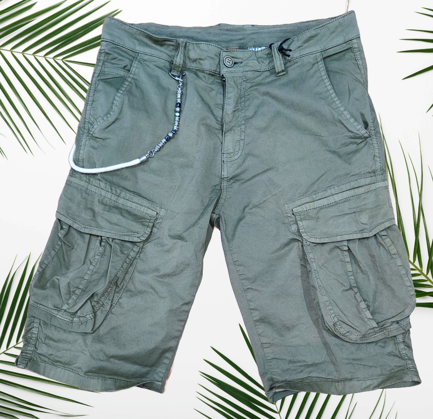 Pantaloncini Cargo Uomo in Cotone - Shorts Estivi con Tasche Laterali - Bianco, Beige, Verde, Blu navy, Nero