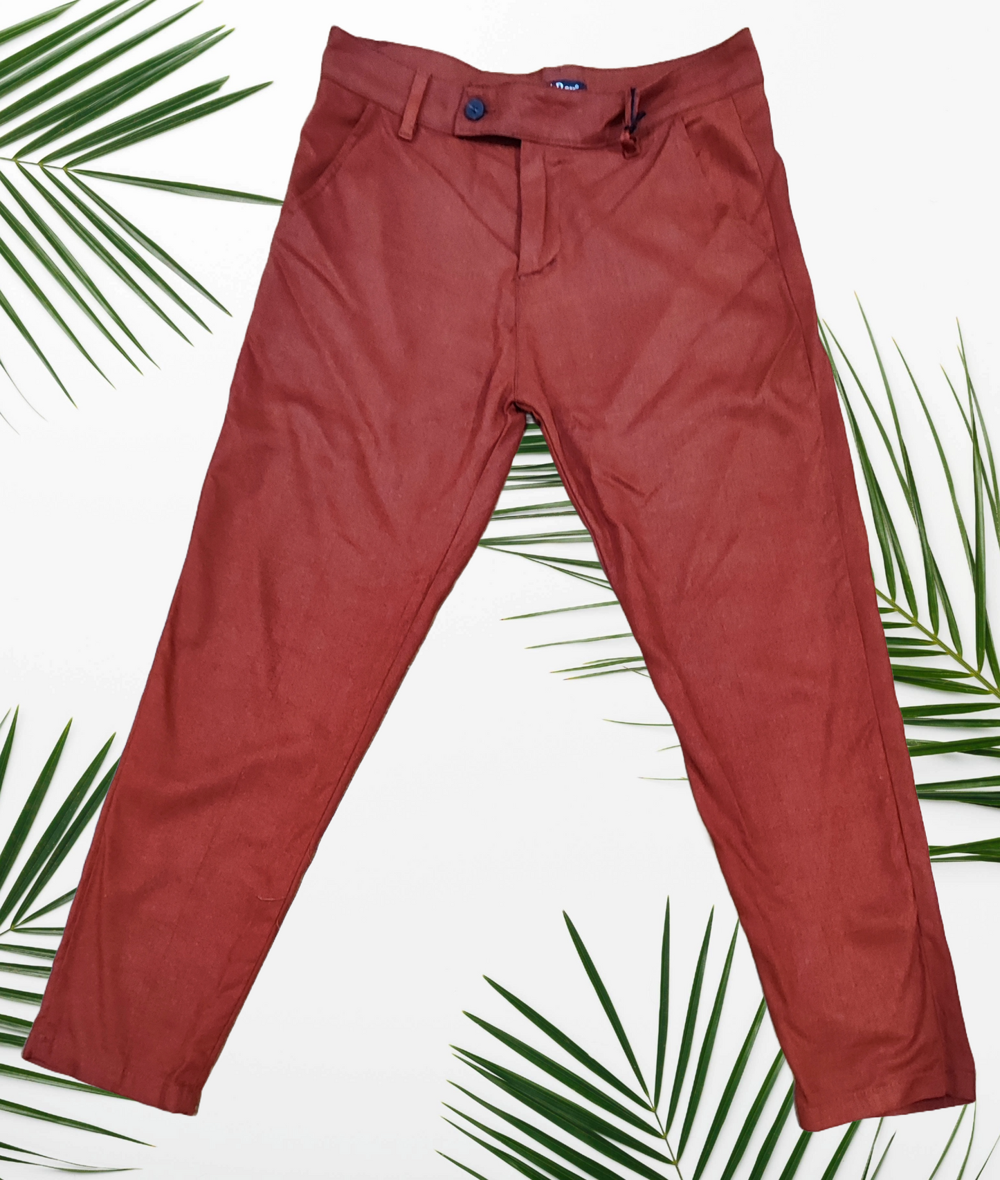 Pantaloni Uomo eleganti in lino e viscosa con bottone decentrato - Beige, Marrone scuro, Marroncino, Nero, Blu, Bianco, Rosso Bruciato