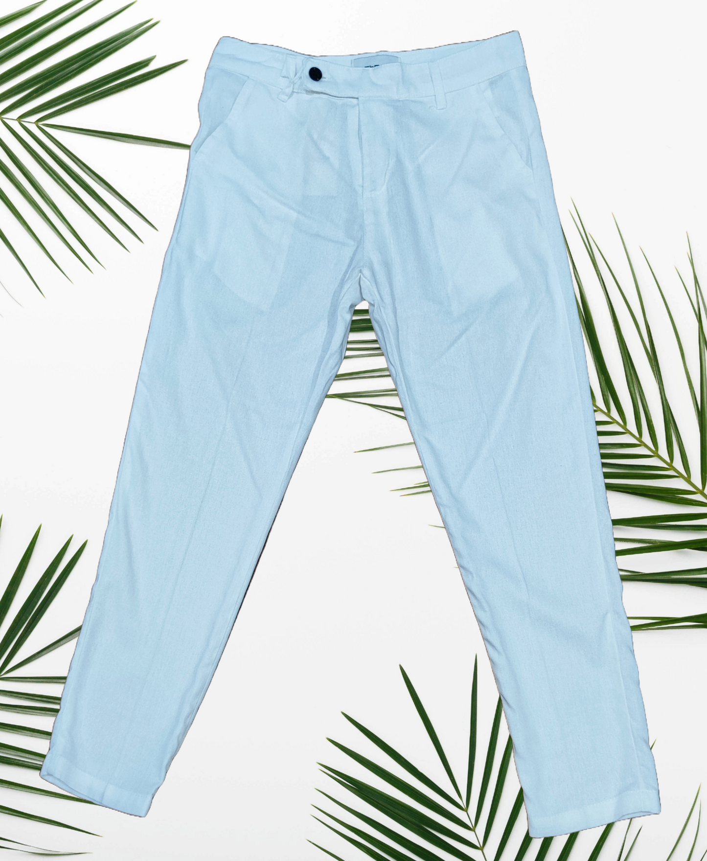 Pantaloni Uomo eleganti in lino e viscosa con bottone decentrato - Beige, Marrone scuro, Marroncino, Nero, Blu, Bianco, Rosso Bruciato