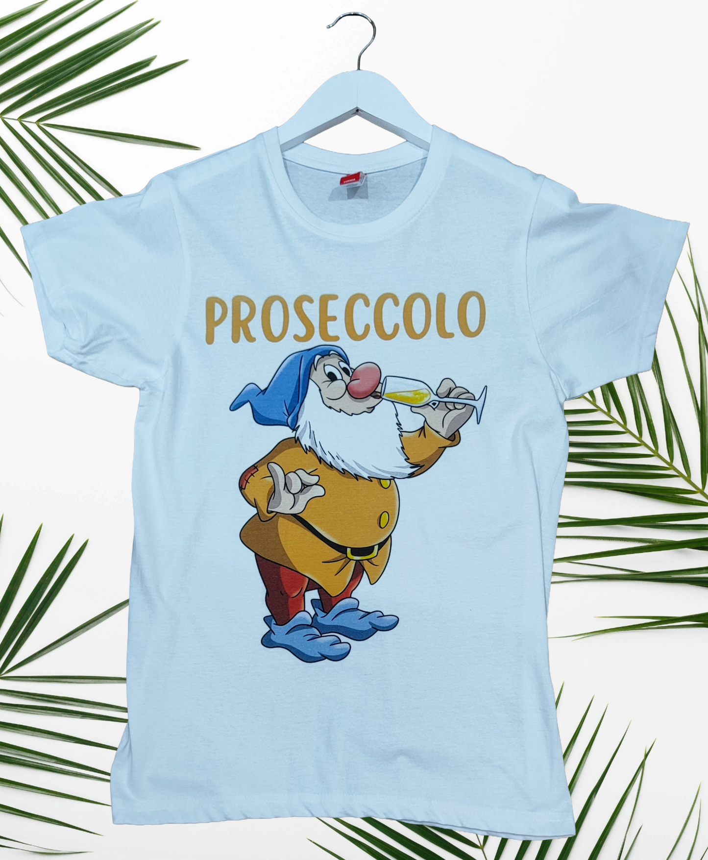 T-Shirt In Cotone Made In Italy – Stampa Gnomo “Proseccolo”