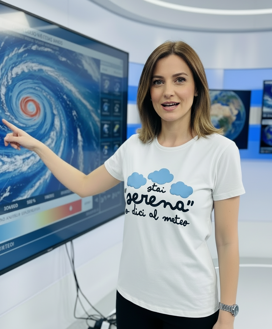 Maglietta Donna Bianca Stai Serena lo Dici al Meteo – T-shirt Divertente S-XXXL