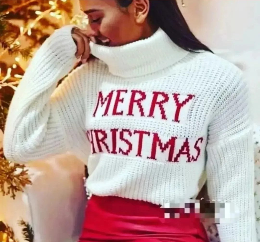 Dolcevita Corto Donna Merry Christmas – Maglione Natalizio Festivo