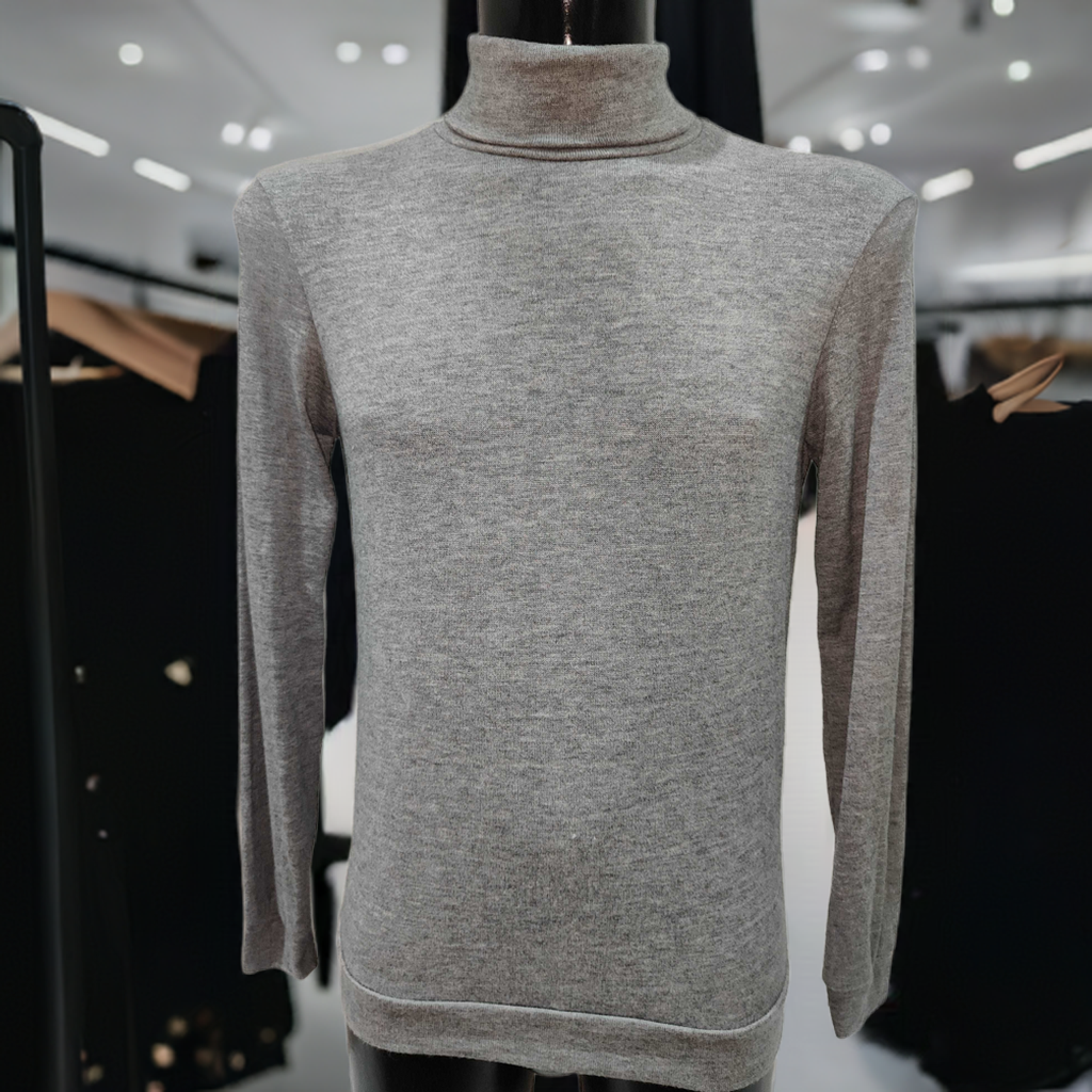 Maglia dolcevita grigia uomo sottogiacca - dettaglio tessuto