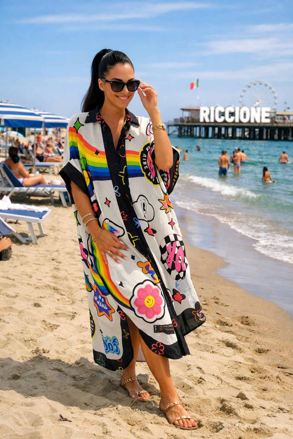 Camicione Donna Lino Stampato Estivo Made in Italy
