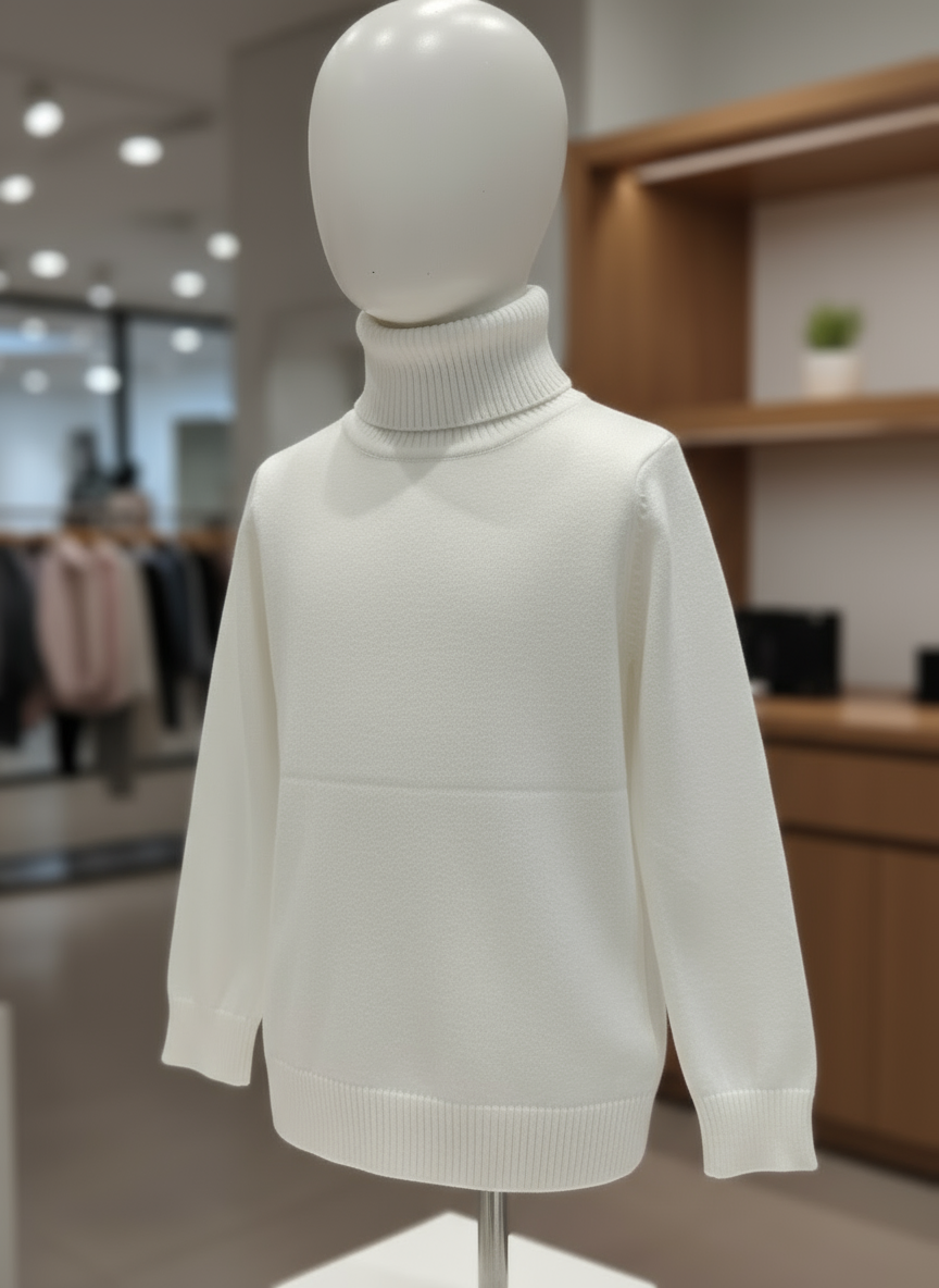 Maglia Dolcevita Bambino Bianca – Morbida e Calda 4-12 Anni