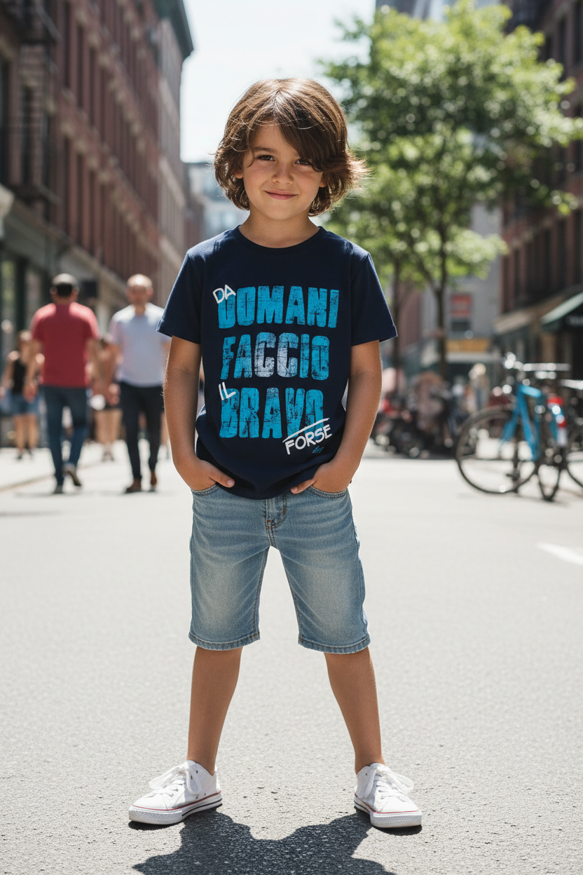 T-shirt Bambino "Da Domani Faccio il Bravo FORSE" – Cotone 100% Made in Italy