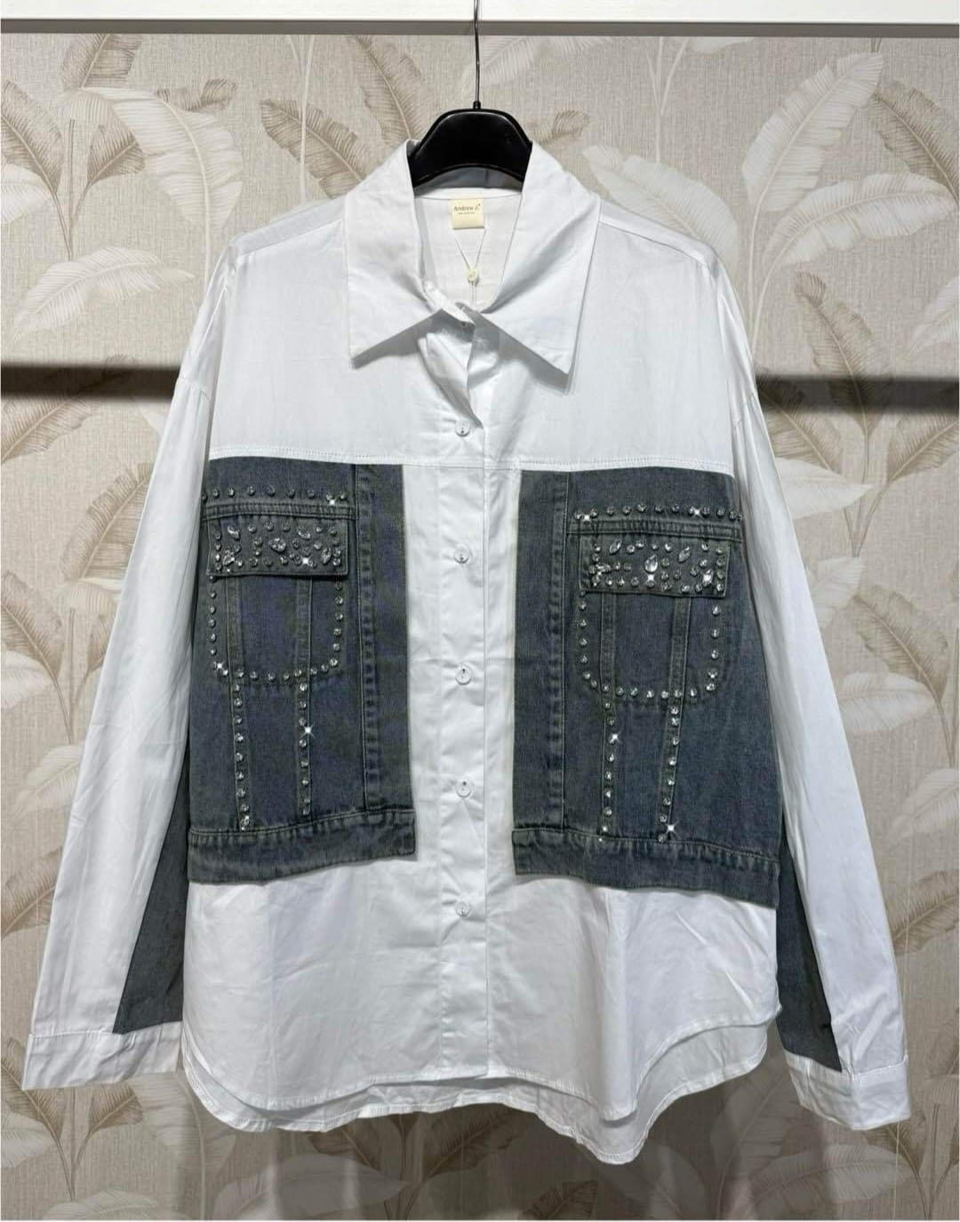 Camicia donna con inserti jeans Made in Italy – dettaglio denim | I Narcisi