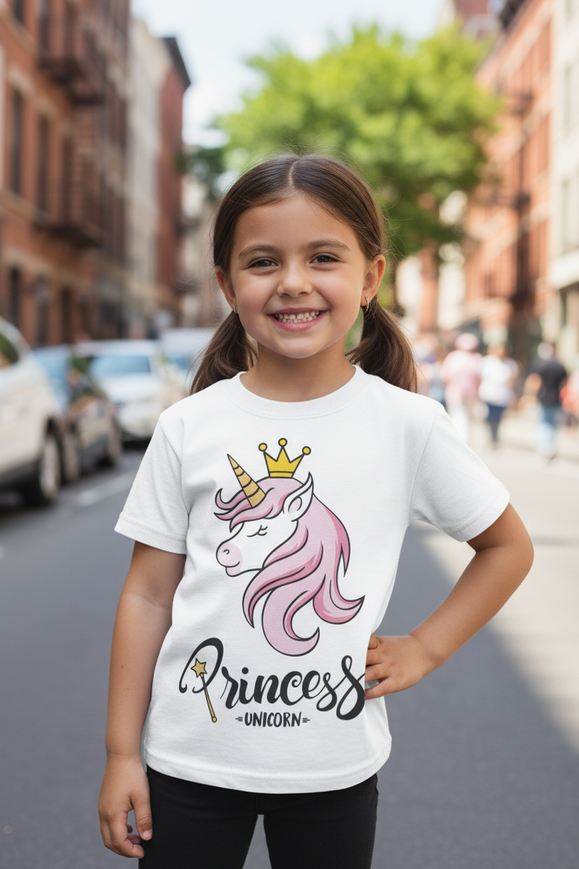 T-shirt Princess Unicorno Bambina – Stampa Colorata Made in Italy