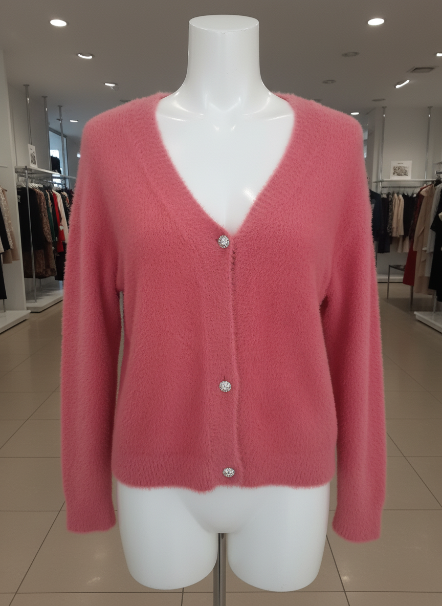 Cardigan Donna in Morbido Filato con Bottoni Gioiello – Made in Italy Elegante