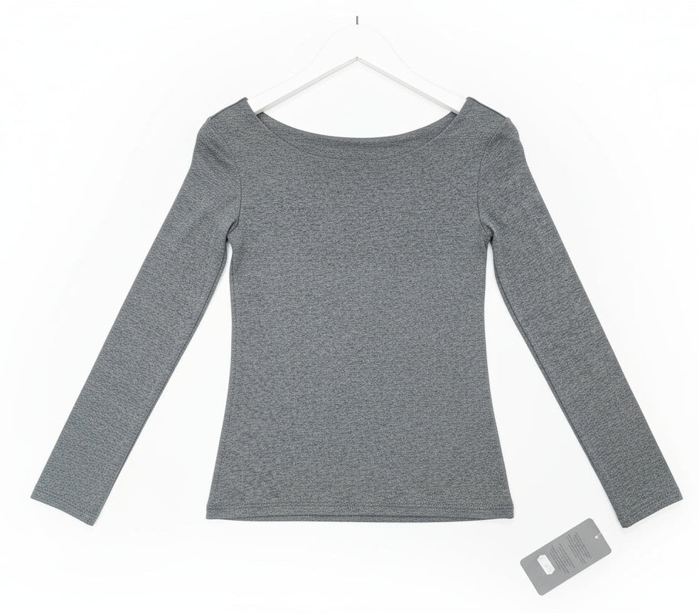 Maglia Donna Grigia Cotone Manica Lunga Made in Italy