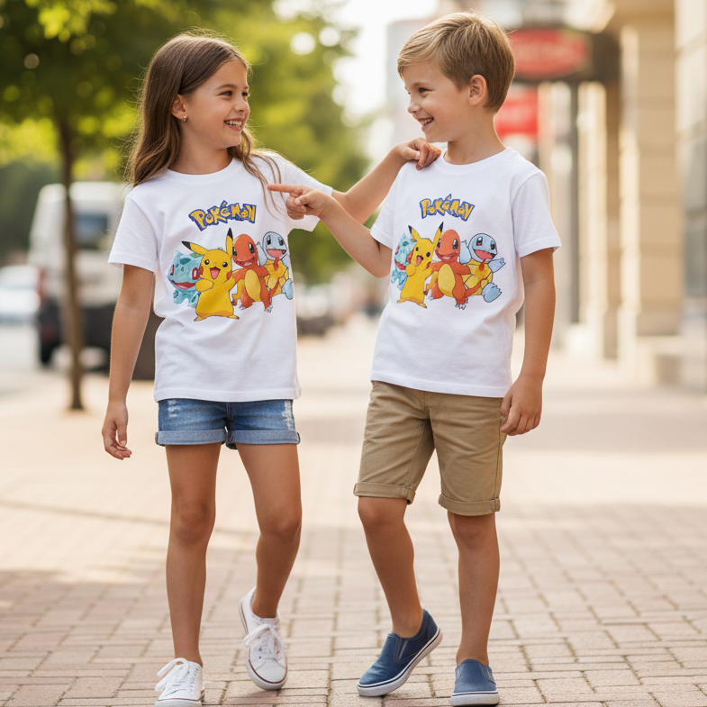 T-shirt Bambini Pokémon – Cotone 100% Made in Italy