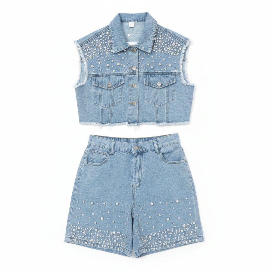 Completo Corto in Jeans da Donna – Giacca e Shorts Coordinati Made in Italy