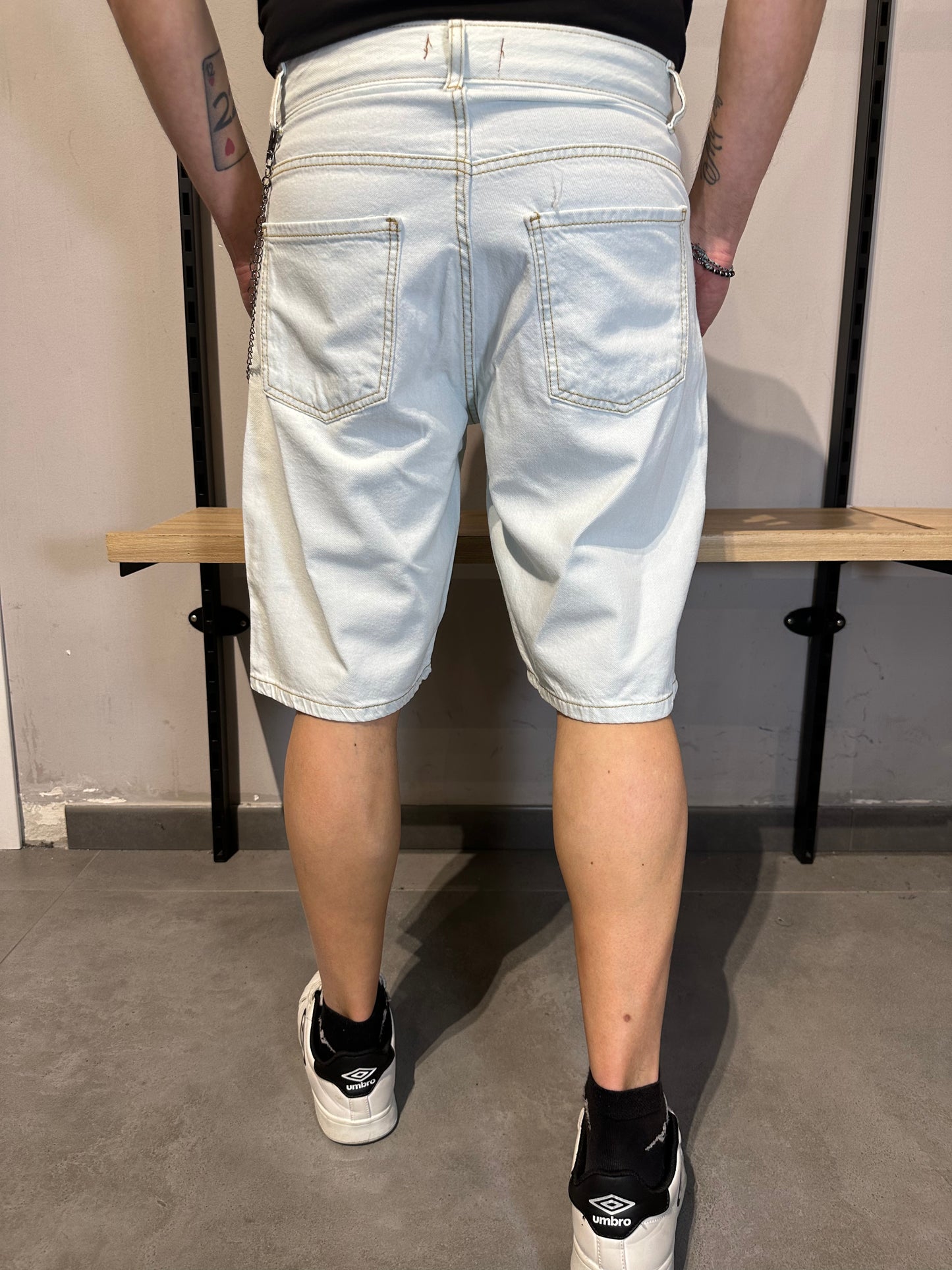 Pantaloncino jeans baggy uomo vista posteriore denim – I Narcisi