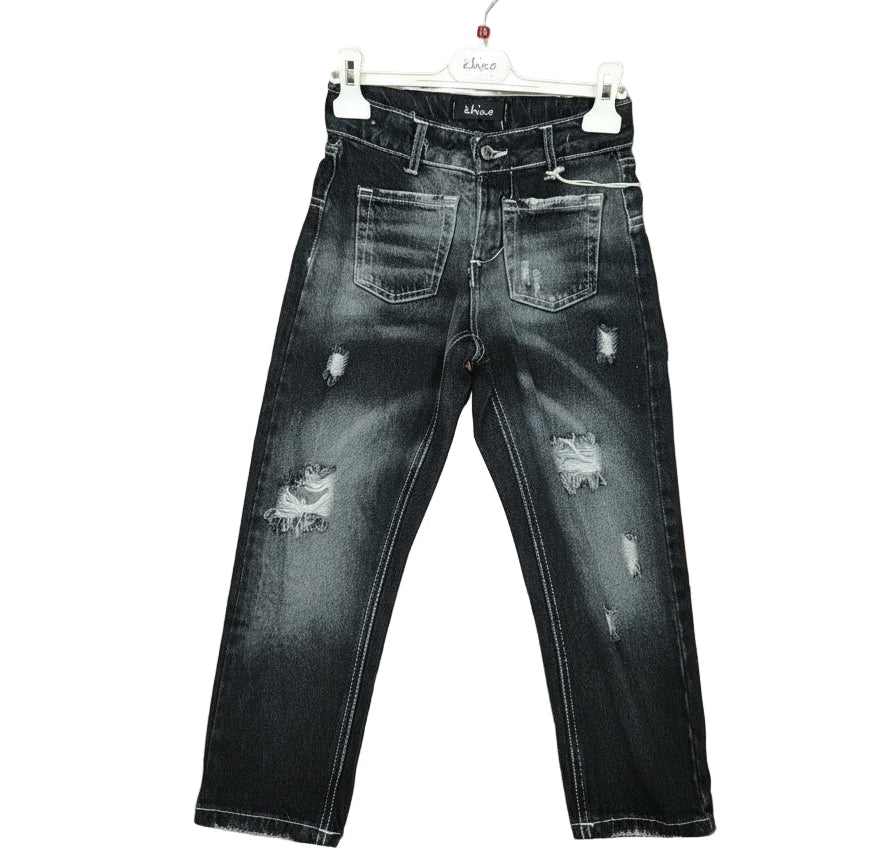 Jeans Bambini alla Moda Nero e Blu Slavato con tasche invertite Made in Italy – Trendy