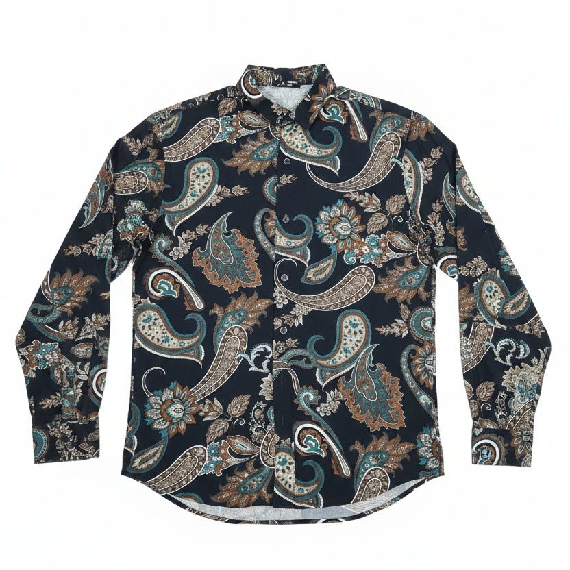 Camicie Uomo Viscosa Fantasie Colorate Collo Coreano – Made in Italy