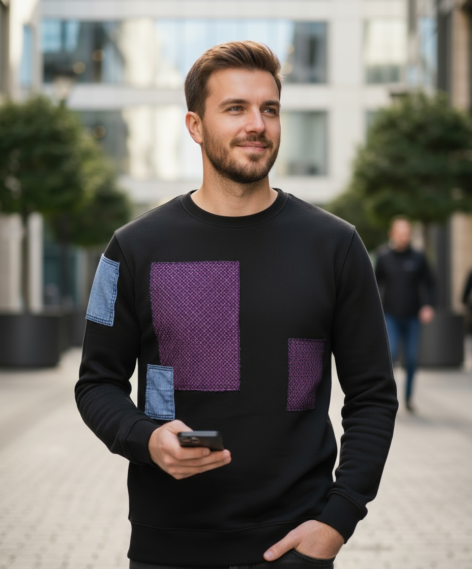 Felpa Uomo con Patch Grafica – Stile Street Invernale