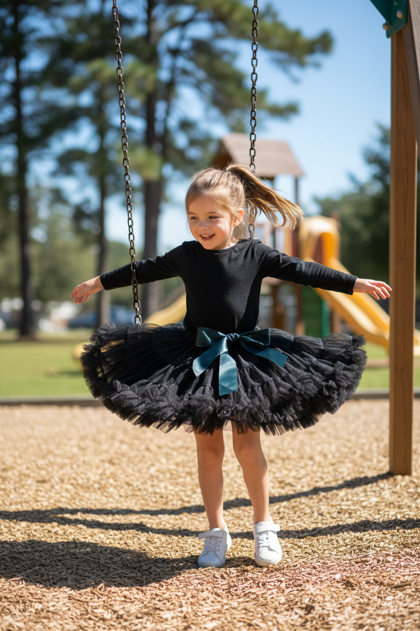 Gonna tulle voluminosa bambina 4-14 anni - colore nero
