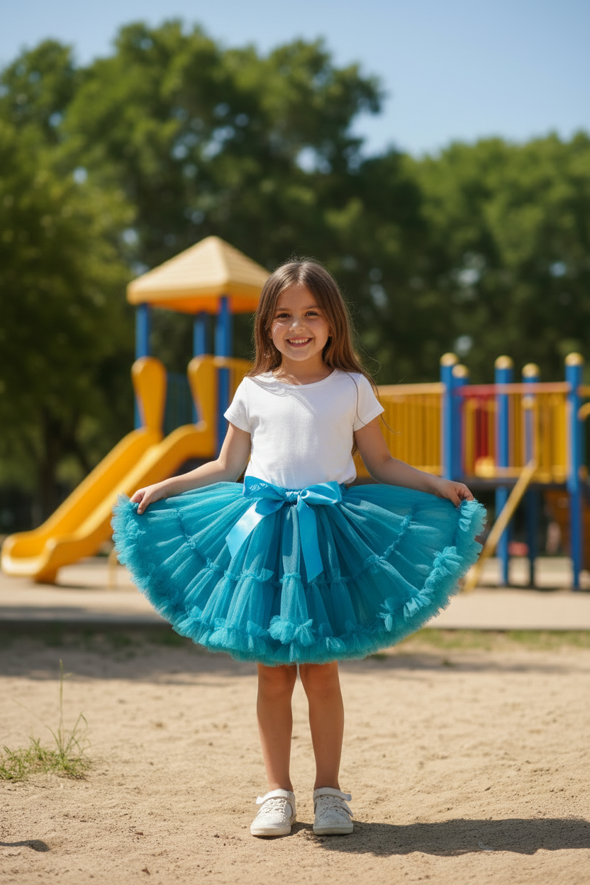 Gonna tulle voluminosa bambina 4-14 anni - colore verde
