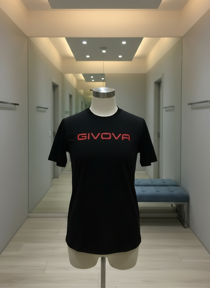 Maglia GIVOVA Unisex Mezza Manica Cotone – Sportiva Nero Bianco Palestra Fitness
