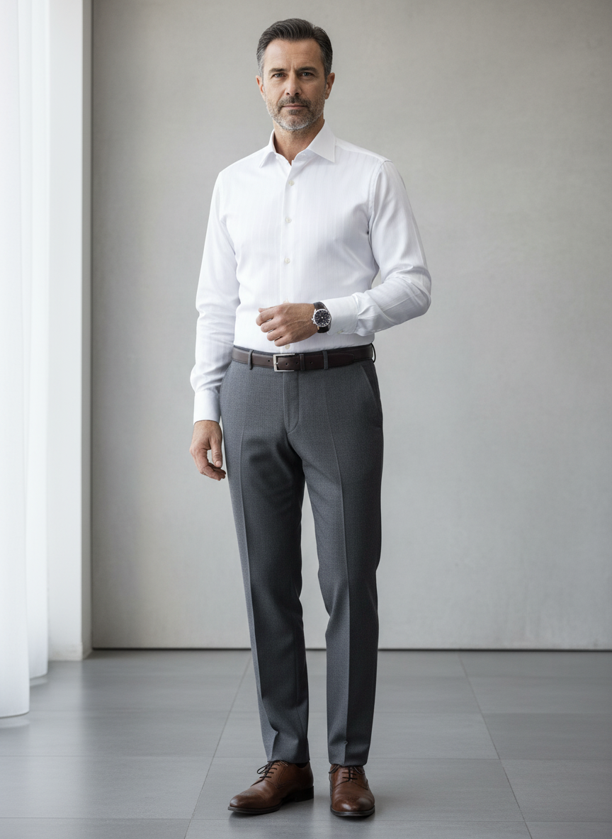 Camicia Uomo Bianca Asso di Cuori – Effetto Gessato Elegante