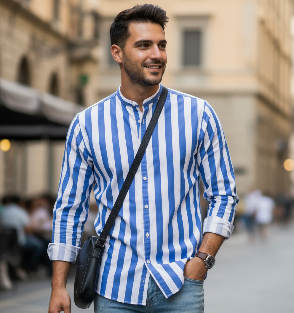 Camicia Uomo Cotone a Righe – 2 Colori Disponibili