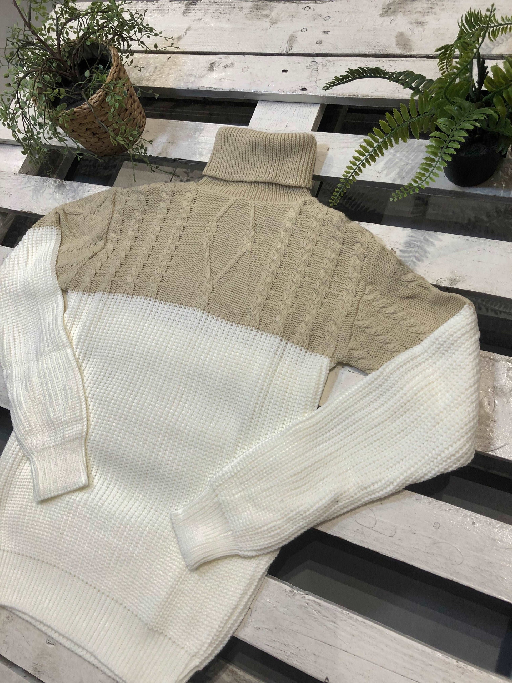 MAGLIONE DOLCEVITA BICOLORE