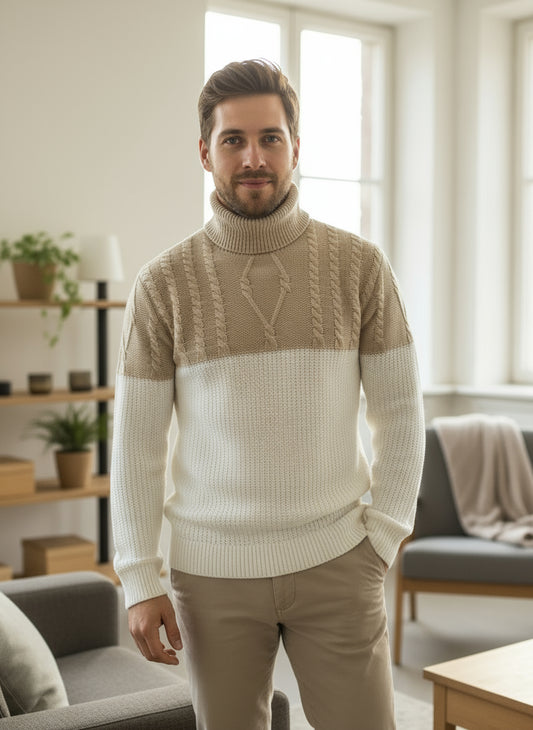 MAGLIONE DOLCEVITA BICOLORE