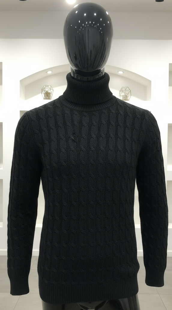 Maglione Dolcevita Uomo – Bianco e Nero Classico