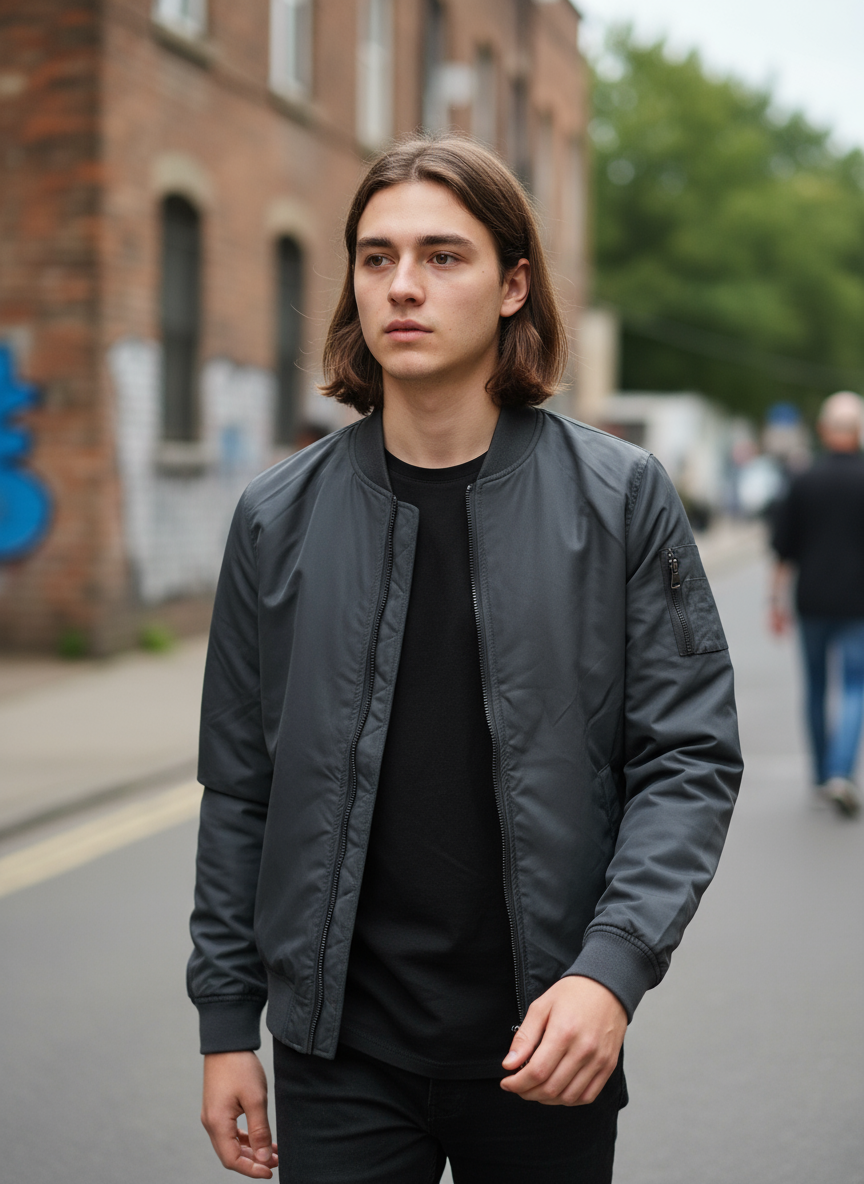 Bomber Giubbino Double Face – Nero e Fantasia Invernale