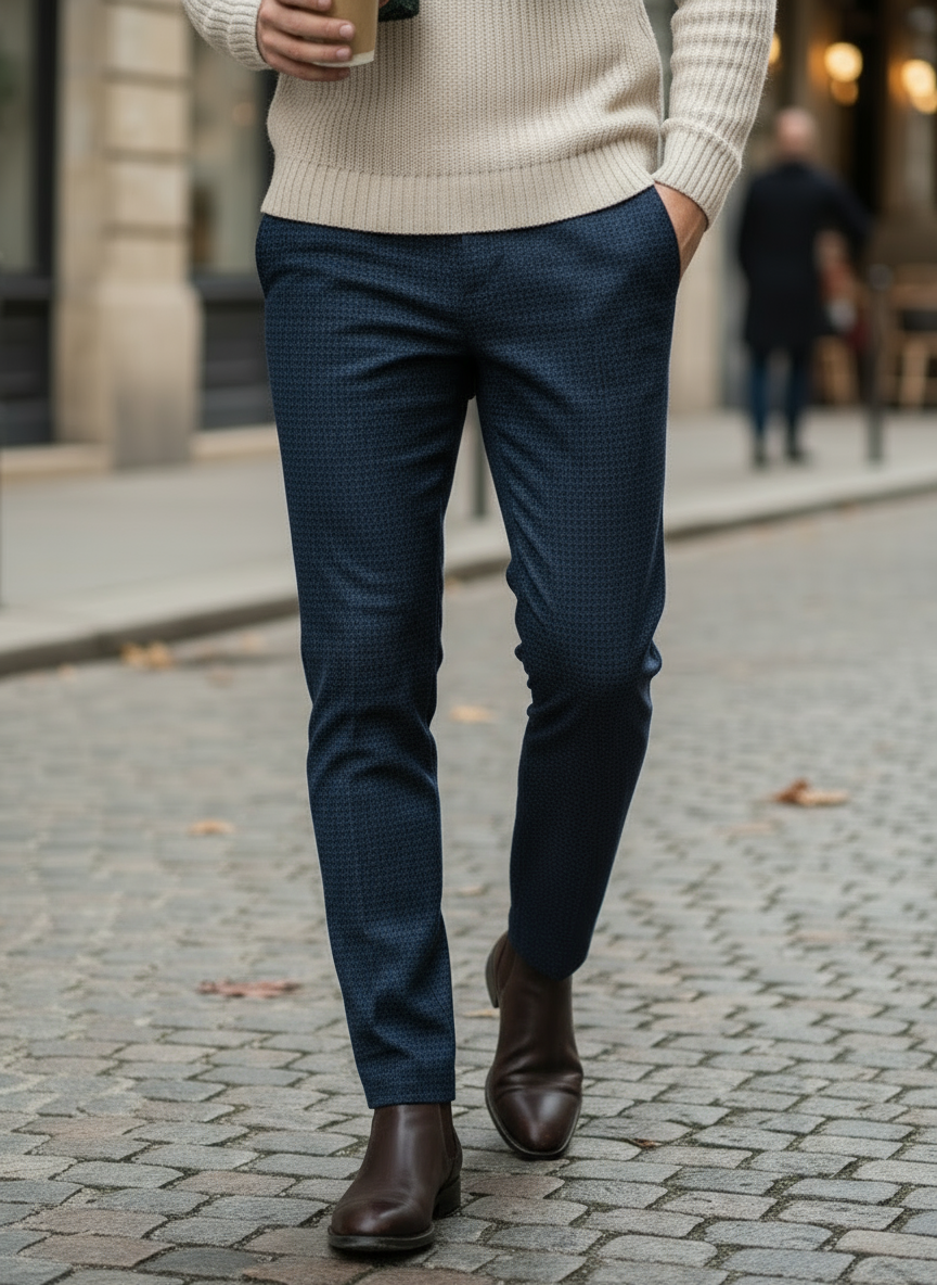 Pantalone Invernale da Uomo Blu con MIcrofantasia