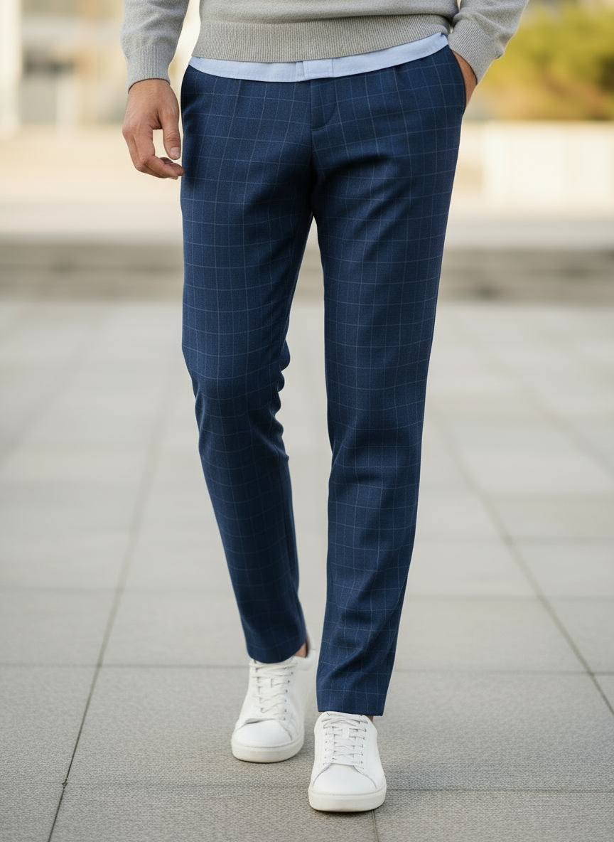 Pantalone Invernale Blu con pence