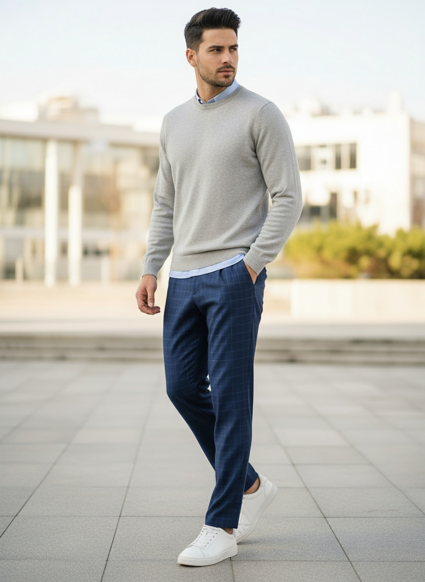 Pantalone Invernale Blu con pence