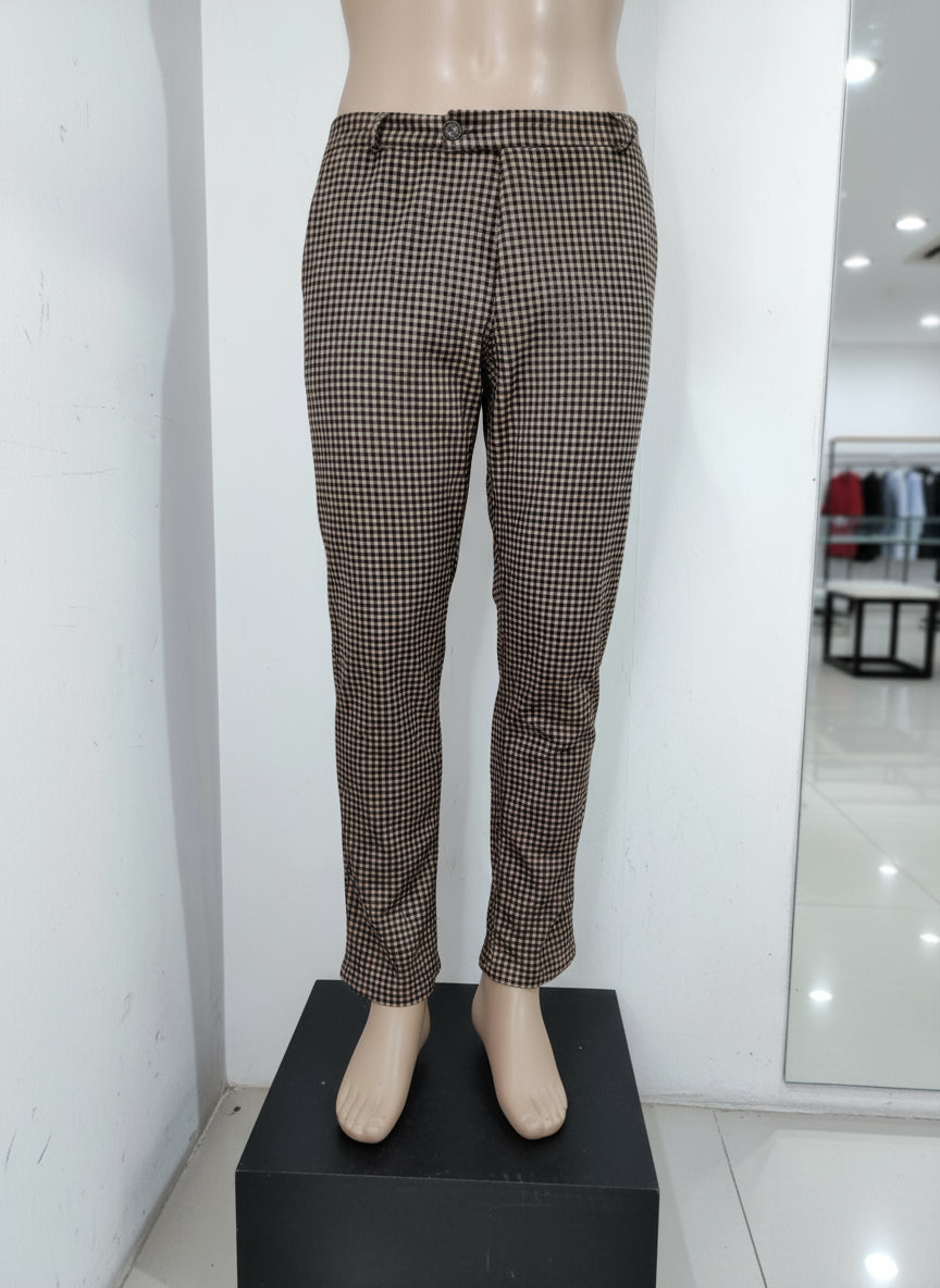 PANTALONE A QUADRI MARRONE E NERO