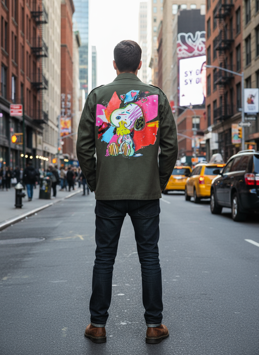 Camicia Militare Vintage Snoopy – Stampa Pop Art