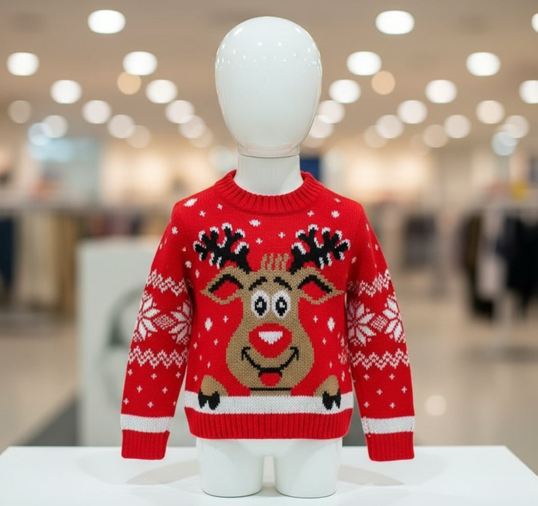 Maglione Natalizio Bambino con Renna – Morbido Caldo e Festoso Made in Italy