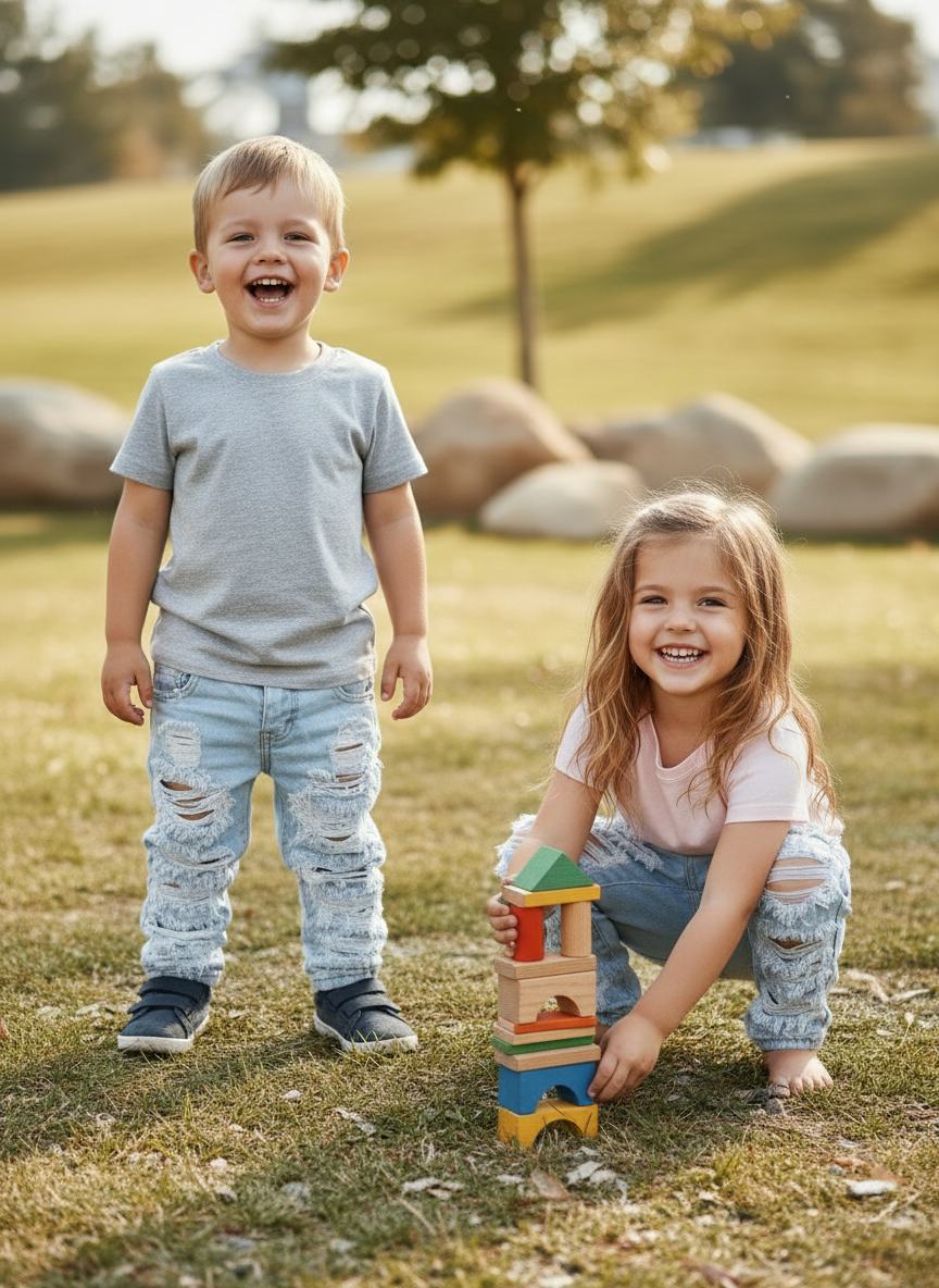 Jeans Baby con Strappi Chiaro Made in Italy – 12-36 Mesi Trendy