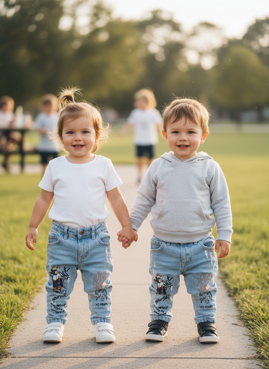 Jeans Baby con Stampa Made in Italy – 12-36 Mesi Originali