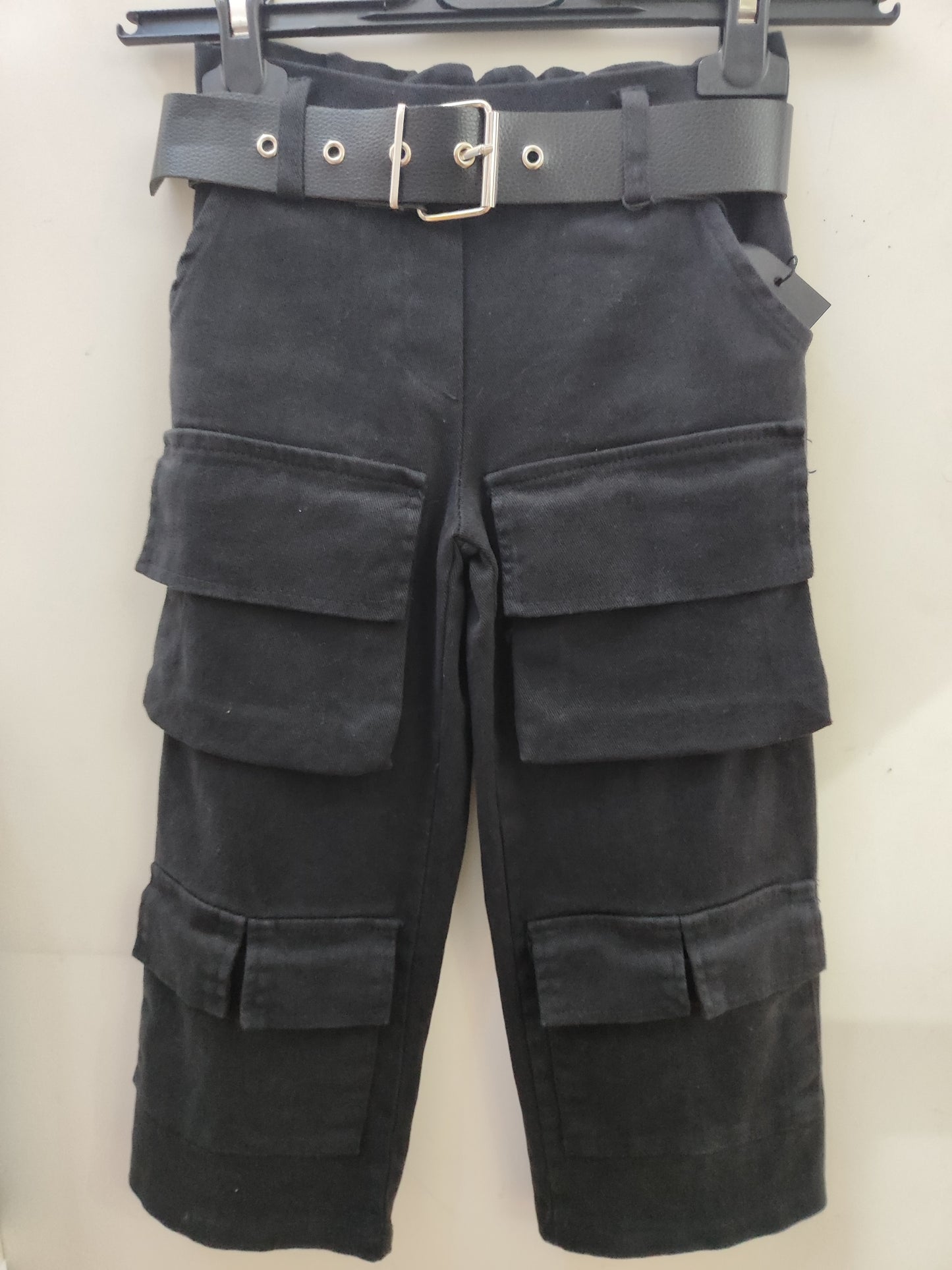 Pantaloni Cargo Invernali Bambina Neri Made in Italy – 4-14 Anni